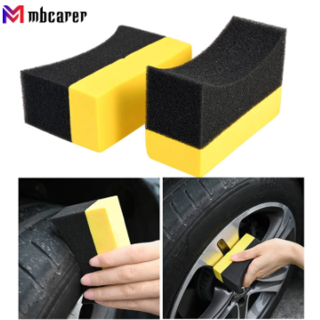 U-Shape Car Wash Tire Wax Polishing Compound Sponge Corner Wipe Clear ARC Edge Sponge Tyre Brush Car Waxing Cleaning Sponge