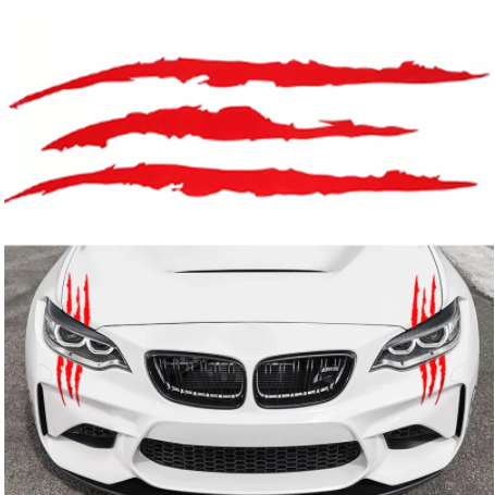 1/2/4/6PCS Car Stickers Reflective Monster Claw Marks Scratch Stripe Marks Auto Headlight Decal Dinosaur Raptor Scratches Decor