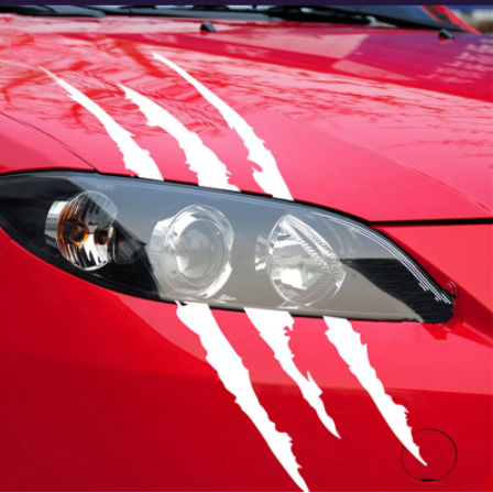 1/2/4/6PCS Car Stickers Reflective Monster Claw Marks Scratch Stripe Marks Auto Headlight Decal Dinosaur Raptor Scratches Decor