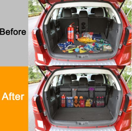 Car Rear Seat Back Organizer Auto Trunk Storage Bag Large Capacity Backseat Pockets Mesh for SUV MPV