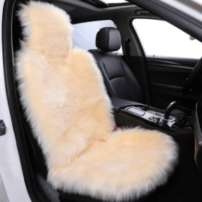 1PC Fuzzy Faux Sheepskin Wool Fur Car Seat Cover Soft Plush Synthetic Purple Auto Cushion for SUV Trucks Universal Fit