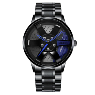 Fashion Wristwatch Waterproof Stainless Steel Quartz Wrist Watch Sports Bracelet with Car Wheel Rim Hub Design