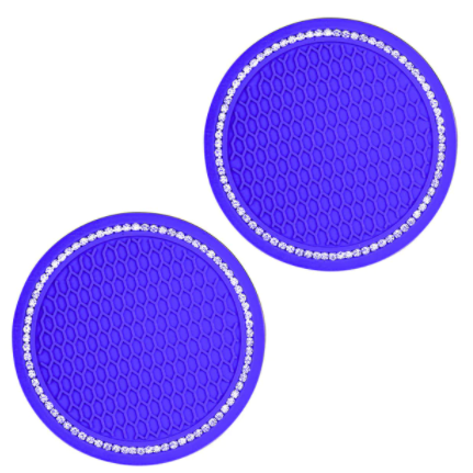 2PCS Diamond Car Coaster Water Cup Slot Non-Slip Mat Silica Gel Pad Cup Holder Mat Car Gadget Bling Car Accessories for Woman