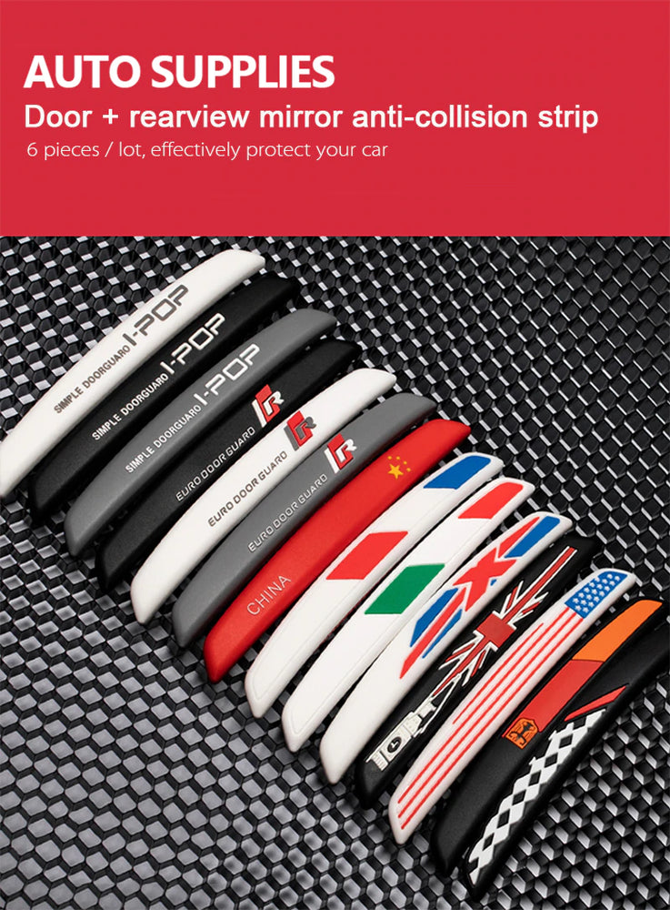 6Pcs Auto Car Door Edge Protection Guards Buffer Trim Molding Protection Strip Scratch Protector Car Door Crash Bar