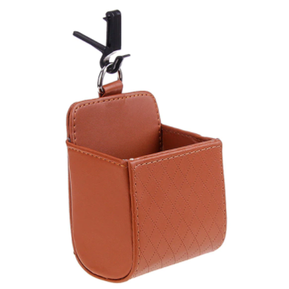 Car Storage Bag Air Vent Dashboard Tidy Hanging Leather Organizer Box Glasses Phone Holder Storage Organizer Car Accessories