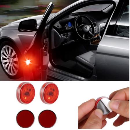 2 Pcs Wireless LED Car Opening Door Warning Sensor Light Anti-collision Strobe Flashing Bulb Auto Indicator Lights Parking Lamp