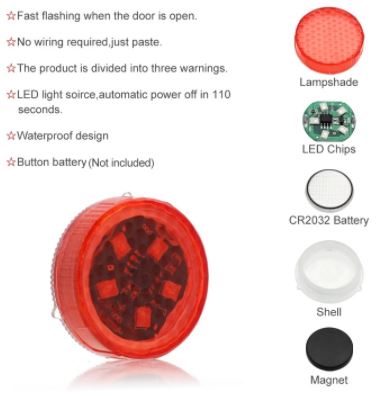 2 Pcs Wireless LED Car Opening Door Warning Sensor Light Anti-collision Strobe Flashing Bulb Auto Indicator Lights Parking Lamp