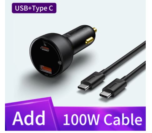 Baseus PD 100W USB Car Charger Quick Charge 4.0 QC4.0 QC3.0 Type C USB AUTO Charger Fast Charging For iPhone Xiaomi Mobile Phone