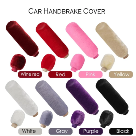 2Pcs Car Handbrake Grip Covers Gear Shift Knob Cover Handle Plush Sleeve Winter Soft Warm Hand Brake Car Accessories for Girls
