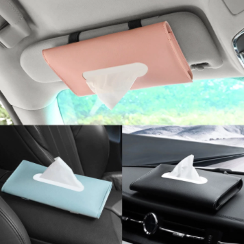 Leather Sun Visor Napkin Box Holder Hanging Car Mask Holder Shading Tissue Case Organizer Auto Storage Decoration Craft Ornament