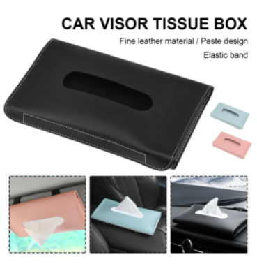 Leather Sun Visor Napkin Box Holder Hanging Car Mask Holder Shading Tissue Case Organizer Auto Storage Decoration Craft Ornament