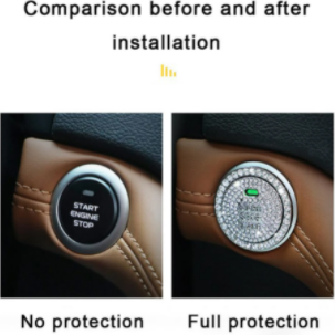 Car One-click Start Button Car Interior Engine Ignition Start Stop Button Protective Cover Crystal Decoration Car Accessories