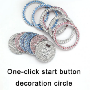 Car One-click Start Button Car Interior Engine Ignition Start Stop Button Protective Cover Crystal Decoration Car Accessories