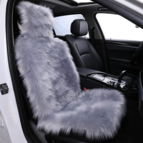 1PC Fuzzy Faux Sheepskin Wool Fur Car Seat Cover Soft Plush Synthetic Purple Auto Cushion for SUV Trucks Universal Fit