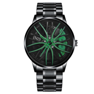 Casual Watch Waterproof Stainless Steel Strap with Japanese Quartz Movement Car Wheel Rim Hub Design Fashion Wristwatch