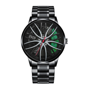 Casual Watch Waterproof Stainless Steel Strap with Japanese Quartz Movement Car Wheel Rim Hub Design Fashion Wristwatch
