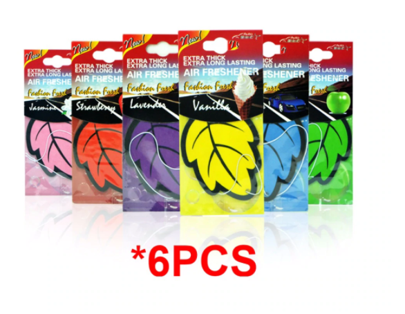 6PCS Car Air Freshener Natural scented tea paper Auto Hanging Vanilla perfume fragrance Leaf Shape car accessories interior