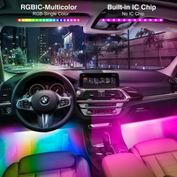 Car LED Ambient Light Auto Interior Atmosphere Decorative Lamp Strip With APP Control Flowing Color RGB Car Neon Foot Light
