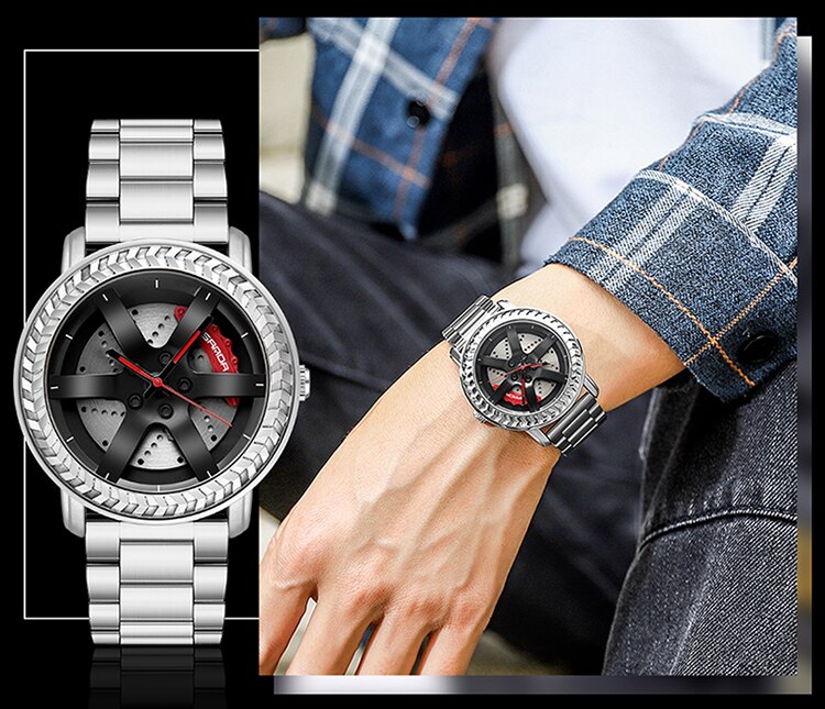 Luxury Wheel Rim Hub Car Design Men Watch
