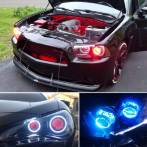 2Pcs Car Decorative Light RGB Devil Eyes Projector Headlight Led Devil Eyes Lights Demon Eye Lamp APP Control