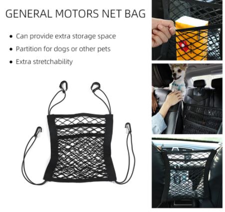 3-Layer Car Storage Net Bag Between Seats Car Divider Pet Barrier Stretchable Elastic Mesh Bag