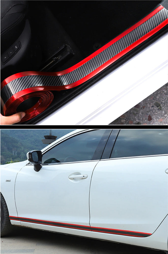Car Stickers Anti Scratch Door Sill Protector Rubber Strip Carbon Fiber Car Threshold Protection Bumper Film Sticker Car Styling