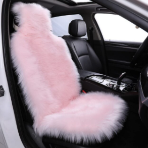 1PC Fuzzy Faux Sheepskin Wool Fur Car Seat Cover Soft Plush Synthetic Purple Auto Cushion for SUV Trucks Universal Fit