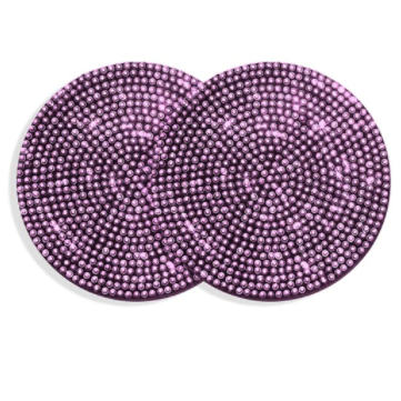 2PCS Diamond Car Coaster Water Cup Slot Non-Slip Mat Silica Gel Pad Cup Holder Mat Car Gadget Bling Car Accessories for Woman