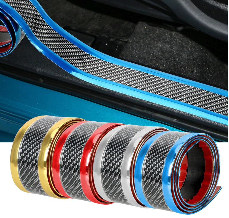 Car Stickers Anti Scratch Door Sill Protector Rubber Strip Carbon Fiber Car Threshold Protection Bumper Film Sticker Car Styling