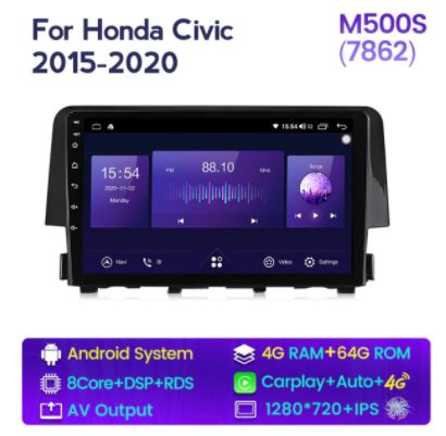 Head Unit Autoradio Car Radio Stereo Auto Multimidia Player For Honda Civic 2016 - 2019 GPS Navi