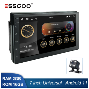 ESSGOO 7 inch Car Radio 2 Din Android 11 Autoradio GPS WiFi Bluetooth Stereo FM Radio Mirrorlink Universal Car Multimedia Player
