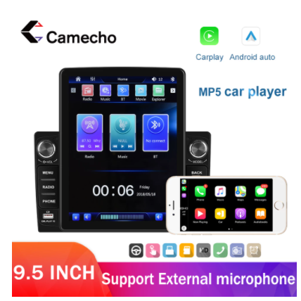 Camecho 9.5 Inch Vertical Screen Multimedia Video For Tesla Vertical Car Radio Stereo Multimedia Player Universal 2Din Car Radio