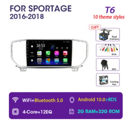 Android 10 Car Radio for KIA Sportage 2016 2017 2018 2din Multimedia Video Player GPS Navigation 2 Din WIFI Audio DVD Head Unit