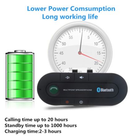 Car Bluetooth Receiver Hands Free Phone Speaker Sun Visor Mount Clip Wireless Receiver Automobile Stereo Player Car Kit