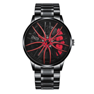 Casual Watch Waterproof Stainless Steel Strap with Japanese Quartz Movement Car Wheel Rim Hub Design Fashion Wristwatch