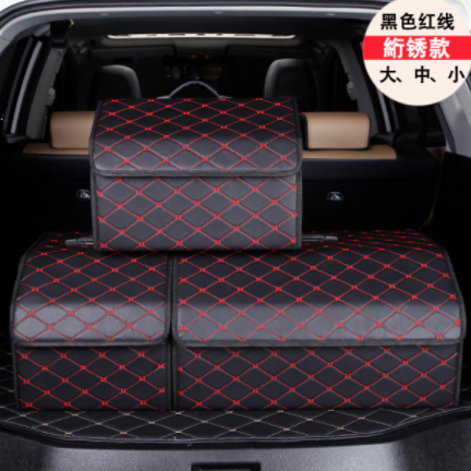 Car Trunk Organizer Storage Box Waterproof Large Capacity Storage Bag Stowing Tidying Leather Folding Car Accessories