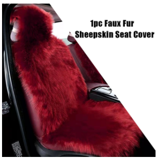 1PC Fuzzy Faux Sheepskin Wool Fur Car Seat Cover Soft Plush Synthetic Purple Auto Cushion for SUV Trucks Universal Fit