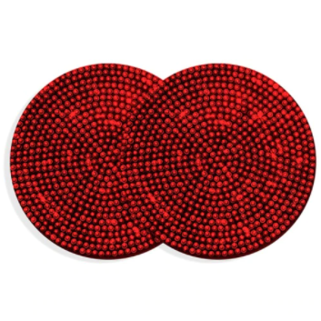 2PCS Diamond Car Coaster Water Cup Slot Non-Slip Mat Silica Gel Pad Cup Holder Mat Car Gadget Bling Car Accessories for Woman