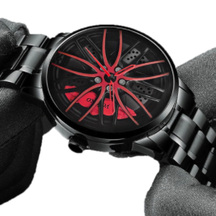 Casual Watch Waterproof Stainless Steel Strap with Japanese Quartz Movement Car Wheel Rim Hub Design Fashion Wristwatch