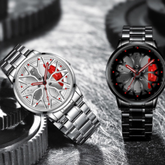 Steel Watch Brand Car Wheel Rim Hub Watches Super Car Rim Hub Watch Stainless Steel Wholesale Watch for Car GTR