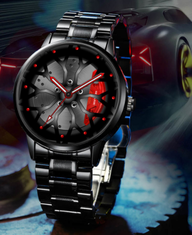 Steel Watch Brand Car Wheel Rim Hub Watches Super Car Rim Hub Watch Stainless Steel Wholesale Watch for Car GTR