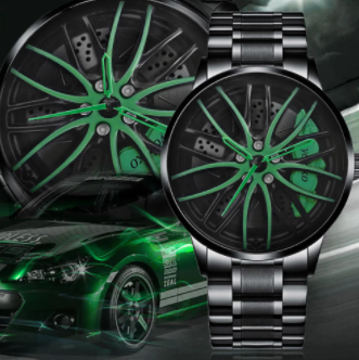 Casual Watch Waterproof Stainless Steel Strap with Japanese Quartz Movement Car Wheel Rim Hub Design Fashion Wristwatch