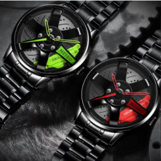 Fashion Wristwatch Waterproof Stainless Steel Quartz Wrist Watch Sports Bracelet with Car Wheel Rim Hub Design