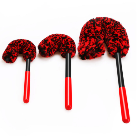 3 Pcs/ Set Car Wheel Large Medium Small Superfine Fiber Brush Extended Handle Grid Gap Cleaning Supplies