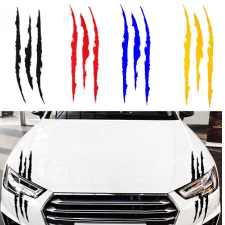 1/2/4/6PCS Car Stickers Reflective Monster Claw Marks Scratch Stripe Marks Auto Headlight Decal Dinosaur Raptor Scratches Decor