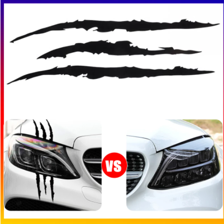 1/2/4/6PCS Car Stickers Reflective Monster Claw Marks Scratch Stripe Marks Auto Headlight Decal Dinosaur Raptor Scratches Decor