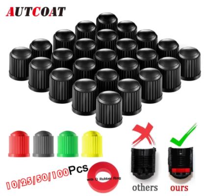 AUTCOAT Tire Stem Valve Caps, with O Rubber Ring, Universal Stem Covers for Cars, SUVs.