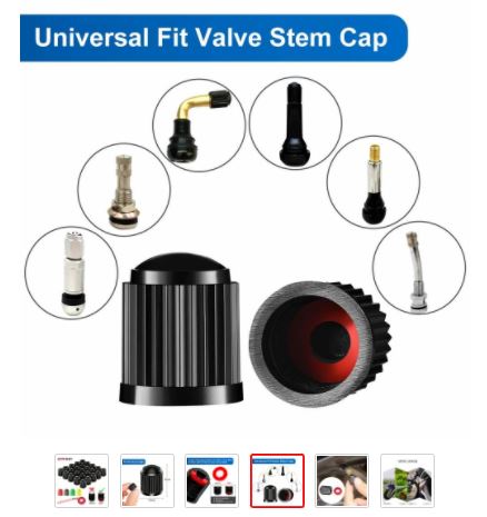AUTCOAT Tire Stem Valve Caps, with O Rubber Ring, Universal Stem Covers for Cars, SUVs.