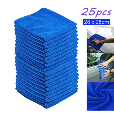 New 25 Pcs Super Large Size 30x30cm Microfiber Cleaning Auto Wash Detail Soft Cloth Scouring Cloth Car Product Glass Accessorie