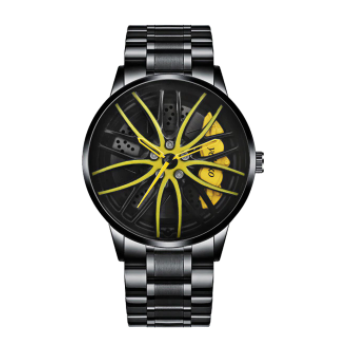 Casual Watch Waterproof Stainless Steel Strap with Japanese Quartz Movement Car Wheel Rim Hub Design Fashion Wristwatch